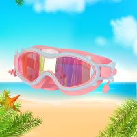 Children Swim Eyewear Anti-UV with Earplugs Swimming Goggles Waterproof Silicone Elastic Antifogging Adjustable for Water Sports Goggles