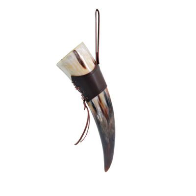 Natural Viking Drinking Horn with Stand or Leather Case- Horn Mug with Polished Finish