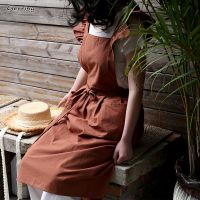 [TIN Household Products] Gerring Retro Fly Sleeves Falbala Apron ผ้ากันเปื้อนเกาหลีสำหรับผู้หญิง Dress Flower Shop Cafe Garden Bakery Kitchen ผ้ากันเปื้อนกันเพรียง