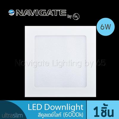 NAVIGATE Downlight LED ดาวน์ไลท์ สี่เหลี่ยม แบบบาง Ultra Slim ขนาด 3.5 นิ้ว 6 วัตต์ สีคูลเดย์ไลท์ Daylight (6000K)