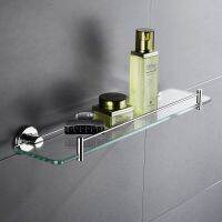 Bathroom Glass Bath Shower Shelf Holder Single Layer Modern Style Glass Shower Room Cosmetic Shelf Rack