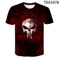 2023 In stock 3d illustrations, printed summer male punisher and female same short-sleeved tops and t-shirts，Contact the seller to personalize the name and logo