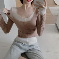 GVUW Summer Solid Sleeve Slash Thin Simple Slim Office Lady Casual Blouse Clothes Women Satin Pop It Cute Tops Open Shoulder Top