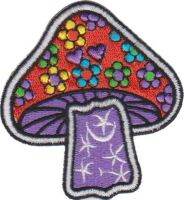 iron on patch Embroidery Crazy Magic mushroom 7.5x6.5 cm เห็ดวิเศษ ตัวรีดติดเสื้อ เย็บติดผ้าประเทศไทย โลโก้ปัก มีกาวสำหรับรีด ตกแต่งเสื้