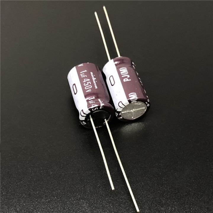 10pcs-100pcs-1uf-450v-nichicon-pj-series-10x16mm-low-impedance-long-life-450v1uf-aluminum-electrolytic-capacitor
