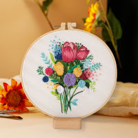 Colorful Flowers DIY Embroidery Beginners Ribbon Set With Embroidery Shed Sewing Kit Cross-stitch Crafts Hand-stitched