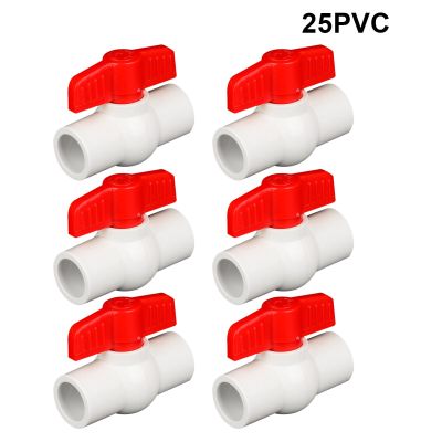 6pcs With Red Handle Shut Off Durable For Water Pipe Kitchen Socket Supply Lines Practical Professional Ball Valve Connector Pipe Fittings Accessories