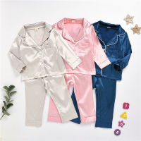 Kids Baby Boys Girls solid Long sleeve tops shirts sleepwear shorts toddler pajama sets 2pcs children casual costumes 1-6Y