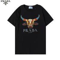 Prada แขนสั้นใหม่ตัวอักษรคลาสสิกหัวกระทิงโลโก้เพชรร้อน