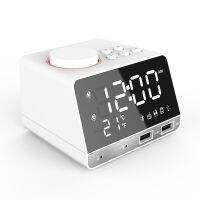 Led Digitale ระบบเตือนภัยแบบดูอัล Spiegel Klok Draadloze Speaker Bass Bluetooth Fm Radio + 2เครื่องชาร์จ Usb Poorten Muzieksperler Snooze Temperatuur
