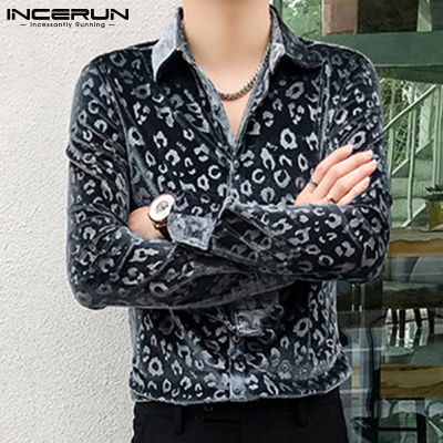 INCERUN Mens Long Sleeve Retro Floral Shirts Casual Fit Formal Smart Tops (Korean Style)