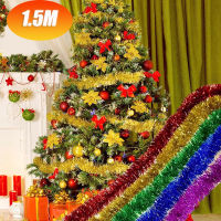 ริบบิ้นประดับห่อของขวัญของตกแต่งต้นไม้คริสต์มาสสายรุ้งฟอยล์ยาว1.5ม. ประดับต้นคริสต์มาสแบบทำมือตกแต่งเที่ยวงานเลี้ยงบ้าน