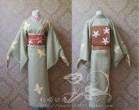 Heshunjia ชุดคอสเพลย์ Kimono Cos ลาย Gintama Mitsuha ชุดยูกาตะสำหรับผู้หญิงชุดคลังสินค้าพร้อมเครื่องแต่งกายสาวน่ารัก