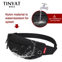 TINYAT Men Waist Bag Pack Purse Casual Large Phone Belt Bag Pouch Womens Canvas Travel Phone Bag Fanny Banana Bag Hip 4 Pockets