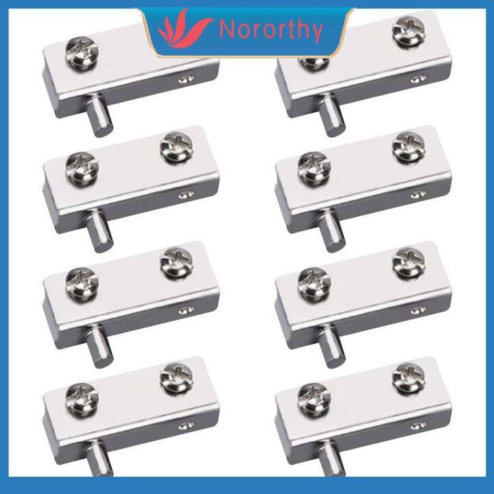 NORORTHY 4 Pairs Iron Glass Clamp Silver Door Hinge Replacement Kit