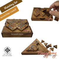 NongFang Wooden Toy ของเล่นไม้ชุด รวมต่อสี 3 แบบ (Matching SET 8 , 12 and 16 pcs.) ต่อสี ขนาดเล็ก ใหญ่ สามเหลี่ยม เกมไม้ น้องฝางของเล่นไม้