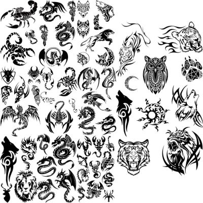 hot！【DT】☸♠  Small Tiger Wolf Temporary Tattoos Adults Men Scorpion Fake Sticker Arm Tatoos