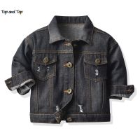 top and top Fashion Toddler Little Boys Girls Casual Denim Coats Long Sleeve Holes Buttons Down Jeans Jackets Kids Outerwear