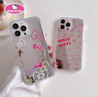 {Chaoke digital branch} เคสลาย HELLO KITTY กระจกลายรักคิตตี้สำหรับ iPhone 13 12 11 Pro Max เคสมือถือแบบนิ่มมือถือ XR XS ฝาครอบป้องกันตกป้องกัน