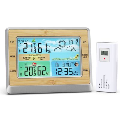 Wireless Temperature &amp; Humidity Sensor with One Transmitter Color Screen ℃/℉ Switch Digtal Backlight Weather Station