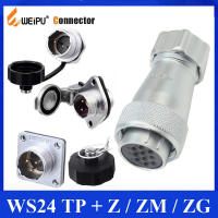 Original Weipu WS24 Connector 2 3 4 9 10 12 19ขาหญิง TP โลหะสายปลั๊กชาย Z ZM ZG สแควร์หน้าแปลนด้านหลัง Mount Socke