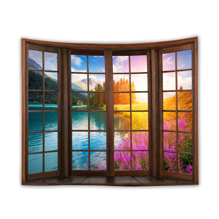 cw-nordic-landscape-tapestry-window-scenery-3d-print-boho-room-decor-aesthetic-background-cloth-wall-hanging-polyester-tablecloth