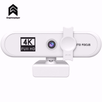 1080P /4K Webcam USB Auto Focus Camera Built-in Microphone with Stand White for Computer Notebook