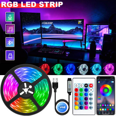 Bluetooth LED Strip Lights 0.5/1/2/3/4/5M 5050 RGB Flexible Lamp Tape USB Remote Application Control Room Decorative Lights TV Background light With 24 Function Keys for Living Room/Bedroom