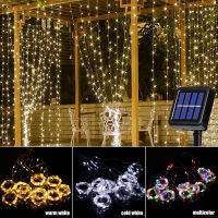 3M LED Fairy String Lights Curtain Garland USB Solar Power Yard Garden Wedding Ramadan Party Outdoor Waterproof 300 LED Lights