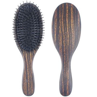 △◕□ Natural Boar Bristle Hairbrush Massage Comb Anti-static Hair Scalp Paddle Brush Beech Wooden Handle Hair Brush Comb Styling Tool