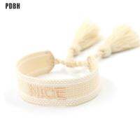 [PDBH Fashion Store] สร้อยข้อมือพู่ปักลายโบฮีเมียน,สร้อยข้อมือปรับเชือกได้แฮนด์เมดสำหรับผู้หญิง