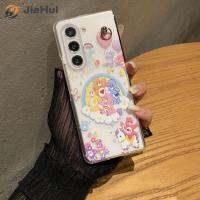 JieHui สำหรับ Samsung Z Fold5 PC Frosted White Cloud gradient Rainbow Bear แฟชั่นเคสโทรศัพท์