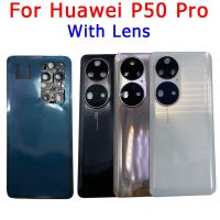 Huawei P50 Pro สำหรับฝาครอบหลังกระจกแบตเตอรี่ของแท้สำหรับ P50เคสฝาหลังปิดโทรศัพท์ฝาหลังพร้อมกรอบเลนส์กระจก