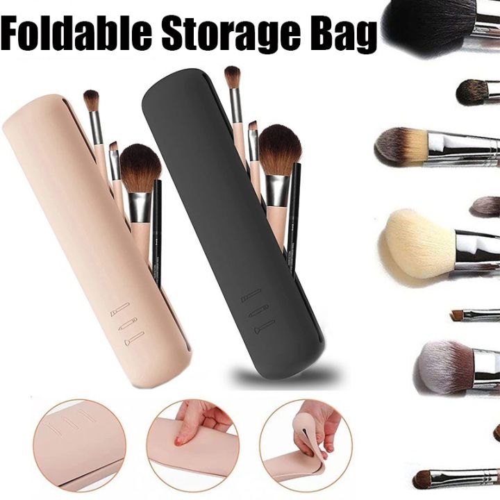Travel Makeup Brush Holder, Silicone Cosmetic Brushes Bag, Makeup
