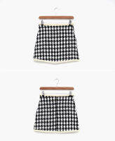 Neploe French Style Retro Female Skirt Suits Sailor Collar Plaid Cardigan Jacket Tops + High Waist A-line Skirt Knit Two-piece