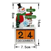 Christmas Countdown Advent Calendar Wooden Tabletop Desk Xmas Ornaments Blocks Decoration Reindeer Snowman Santa Claus