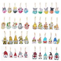 5Pcs DIY Diamond Painting Keychain Keyring Cartoon Animal Cat Rhinestone Embroidery Key Ring Pendant Diamond Mosaic Pendant