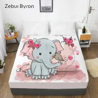 3D HD Cartoon Bed Sheet With Elastic,Fitted Sheet for Kids/Baby/Children/Boy/Girl,Pink elephant Mattress Cover Custom/160x200