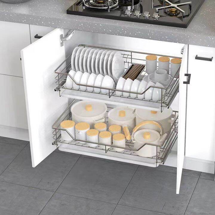 2 in 1 Pull Out Basket for Kitchen Multiple Inches Pull Out