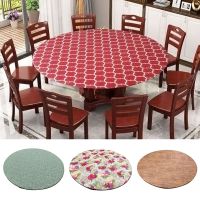 Waterproof Round Fitted Tablecloth Dust-Proof Stain-Resistant Plastic Fitted Table Cover F/ Home Dining Room Elastic Table Cloth