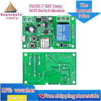 เครื่องมือที่ใช้ในครัวเรือน5V/DC 7-32V 1way รีเลย์รีโมทคอนโทรล WiFi โมดูลสวิตซ์  สนับสนุน433MHZ ควบคุมระยะไกลสำหรับระบบแอป EWelink