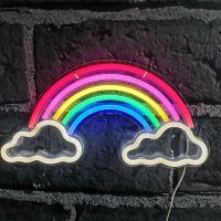 LED Rainbow Cloud Neon Sign Party Gathering Glow Illuminated Sign BackgroundNight Light สำหรับตกแต่งห้องบรรยากาศ