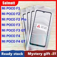 Salmatt กระจกด้านนอกหน้าจอด้านหน้าที่มีกาวโอก้าสำหรับ Xiaomi Mi F1โปโค /Poco F2/POCO F2 Pro /Poco F3 POCO F3 Gt/poco F4 /Poco F4 GT ตัวเปลี่ยนกระจกด้านนอกสัมผัสหน้าจอ LCD