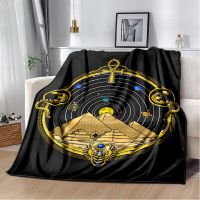 New Style Ancient Egypt Blanket Mysterious Symbol Scarab Throw Blanket Soft Cover Eye of Horus Lightweight Warm Blankets for Bedroom Couch