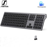 SeenDa Rechargeable 2.4G Wireless Keyboard Ultra Slim Full Size Keyboard with Numeric Keypad for DesktopPCLaptopWindows