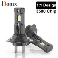 Domx H7เทอร์โบ20000lm ไฟ Led ขนาด1:1ไฟหน้าขนาดเล็ก3580 Csp หลอดไฟไฟหน้ารถมอเตอร์ไซค์แบบ Led รถยนต์ไร้สายพร้อมพัดลม6500K สีขาว12V