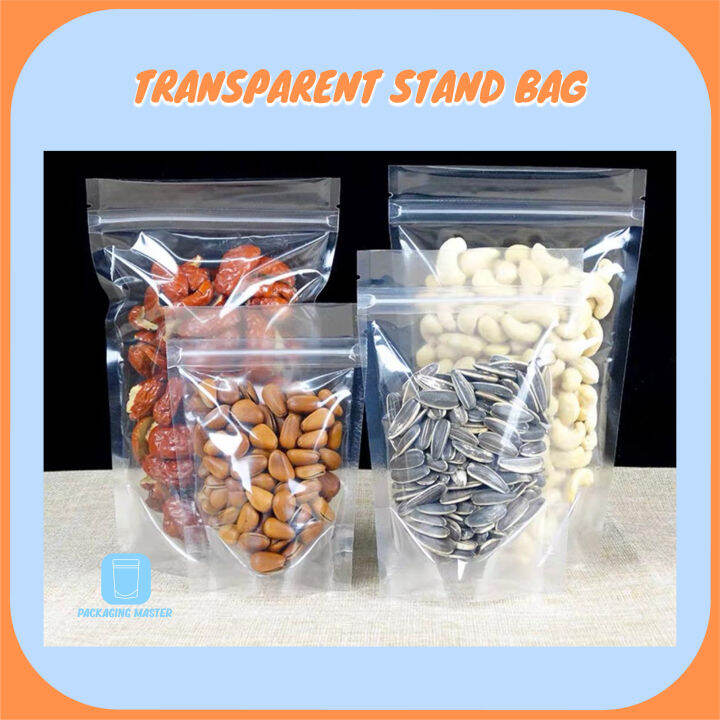 50pcs Transparent ziplock bag/Zipper standing plastic stand pouch