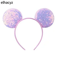 10pcslot 2021 New Chic 3.3" Double-Sided Glitter Sequins Mouse Ears Headband Trendy Hairband For Women Girls Hair Accessories