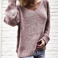 2020 Casual Women Loose Solid Color Knitted Sweater V Neck Long Sleeve Top Womens Clothing свитера женские pull femme