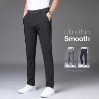 Summer Smooth Stretch Suit Pants Men Thin Business Straight Classic Casual Formal Office Nylon Trousers Male Plus Size 28-40